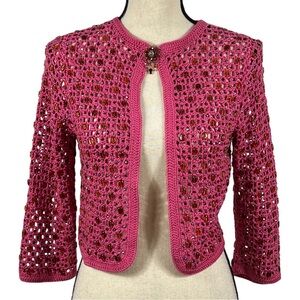 Cynthia Cynthia Steffe crochet knit beaded sweater/ cardigan